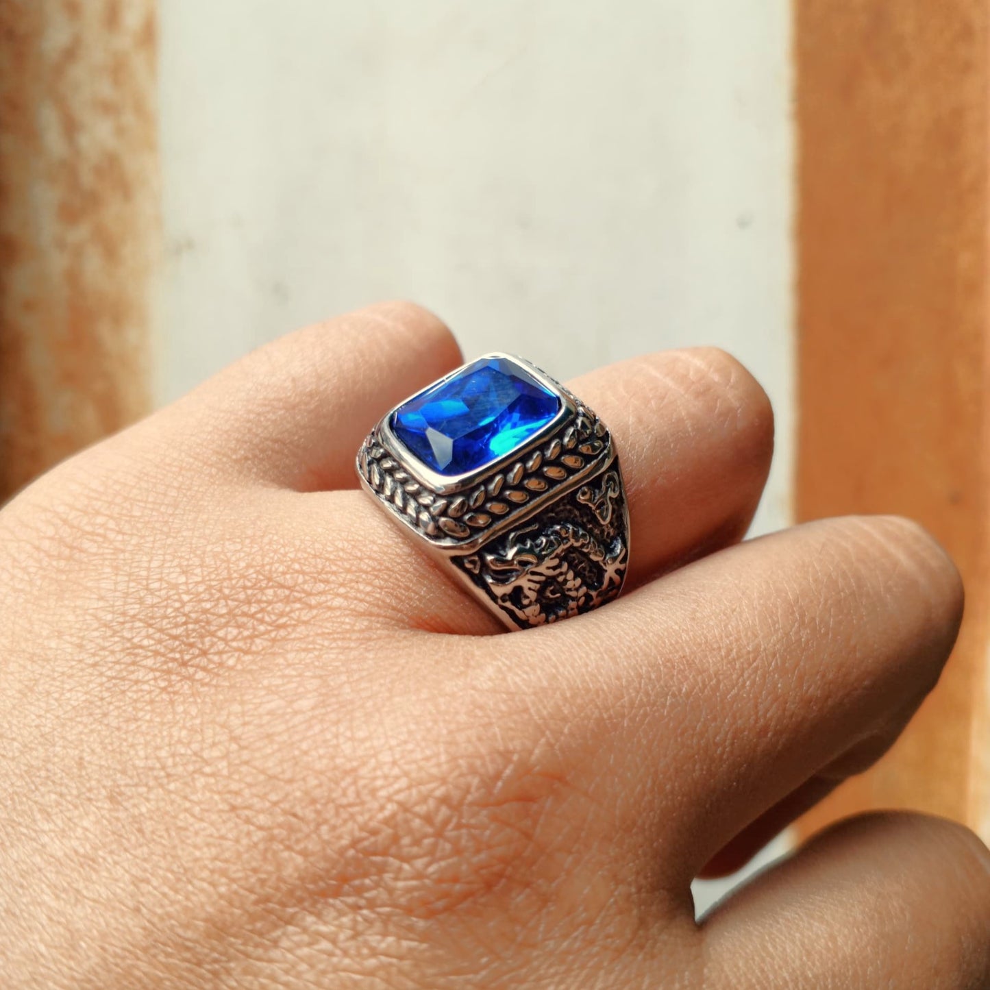 ANILLO PIEDRA AZUL DRAGON