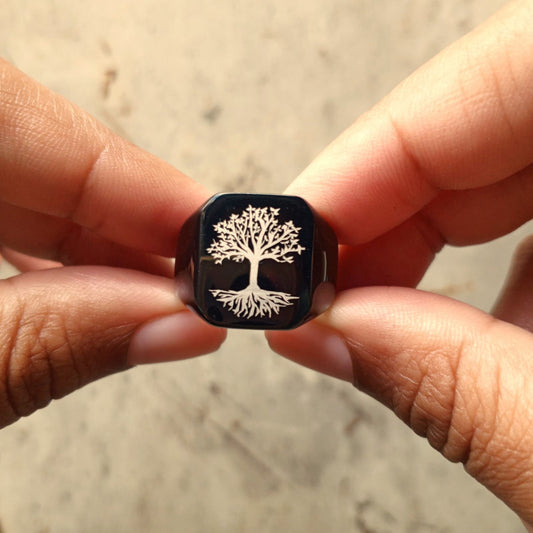 ANILLO NEGRO ARBOL DE LA VIDA