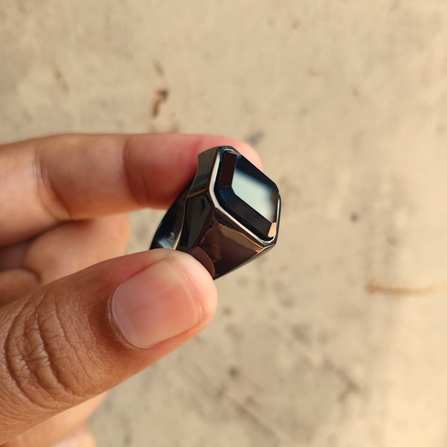 ANILLO ELEGANTE NEGRO PIEDRA NEGRA