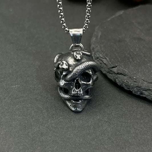 COLLAR CALAVERA CON SERPIENTE