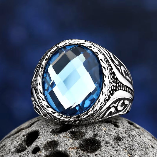 ANILLO VINTAGE PIEDRA AZUL CLARO