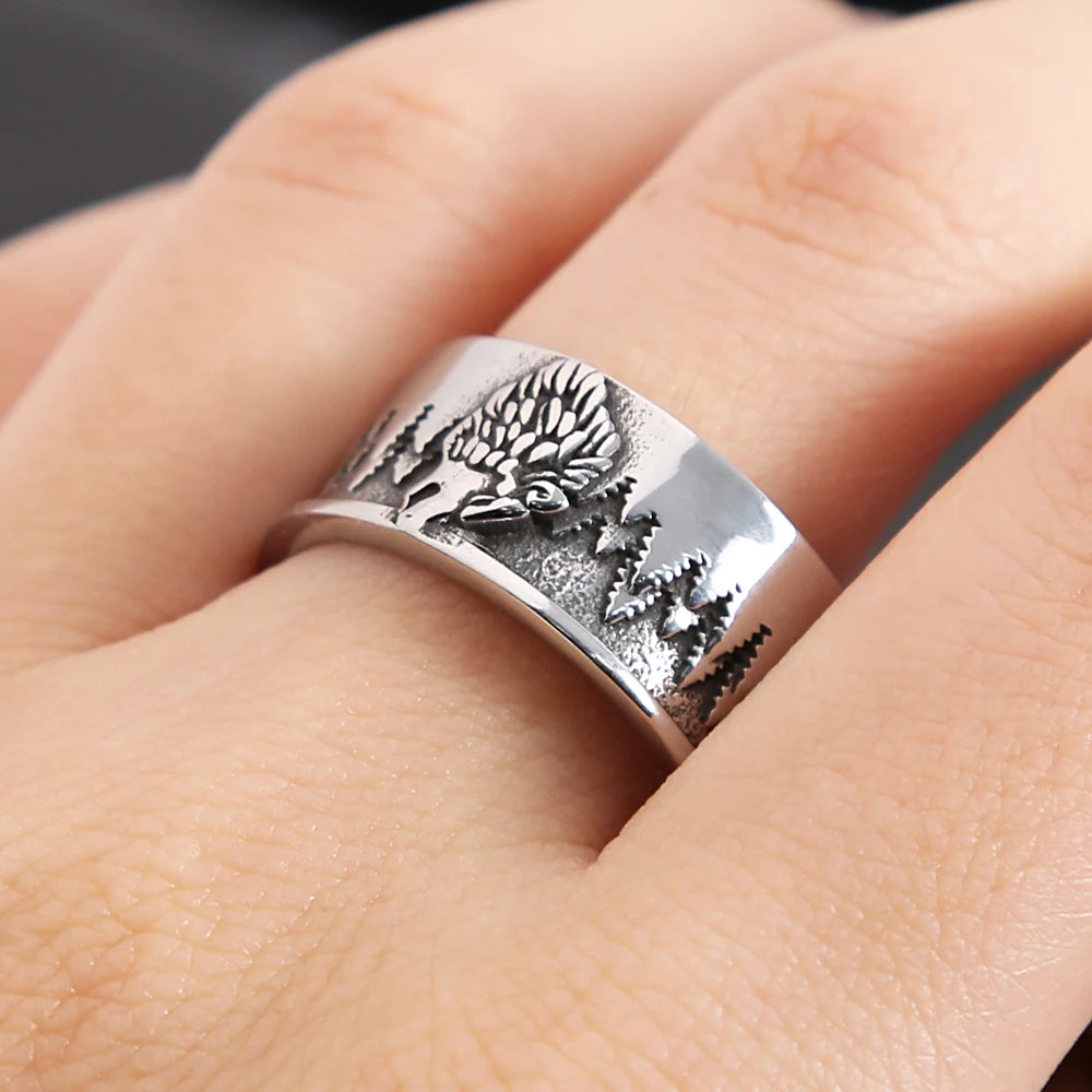 ANILLO LISO VIKINGO LOBO