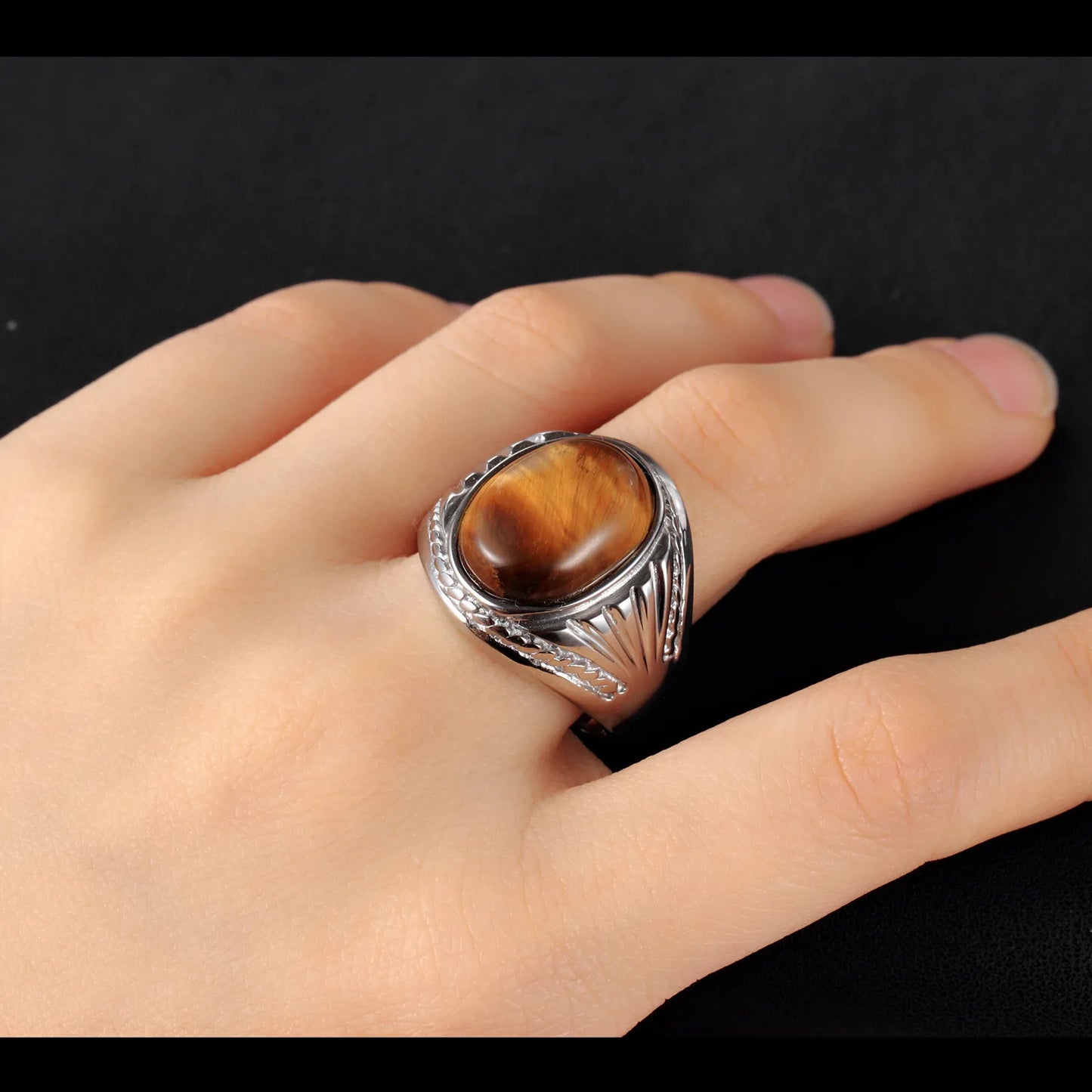 ANILLO PIEDRA MARRON