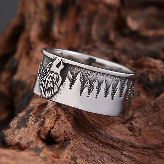 ANILLO LISO VIKINGO LOBO