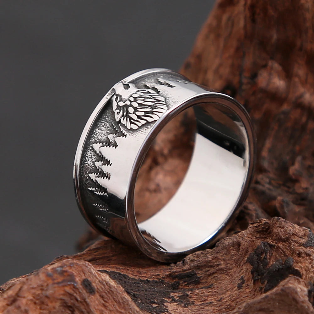 ANILLO LISO VIKINGO LOBO